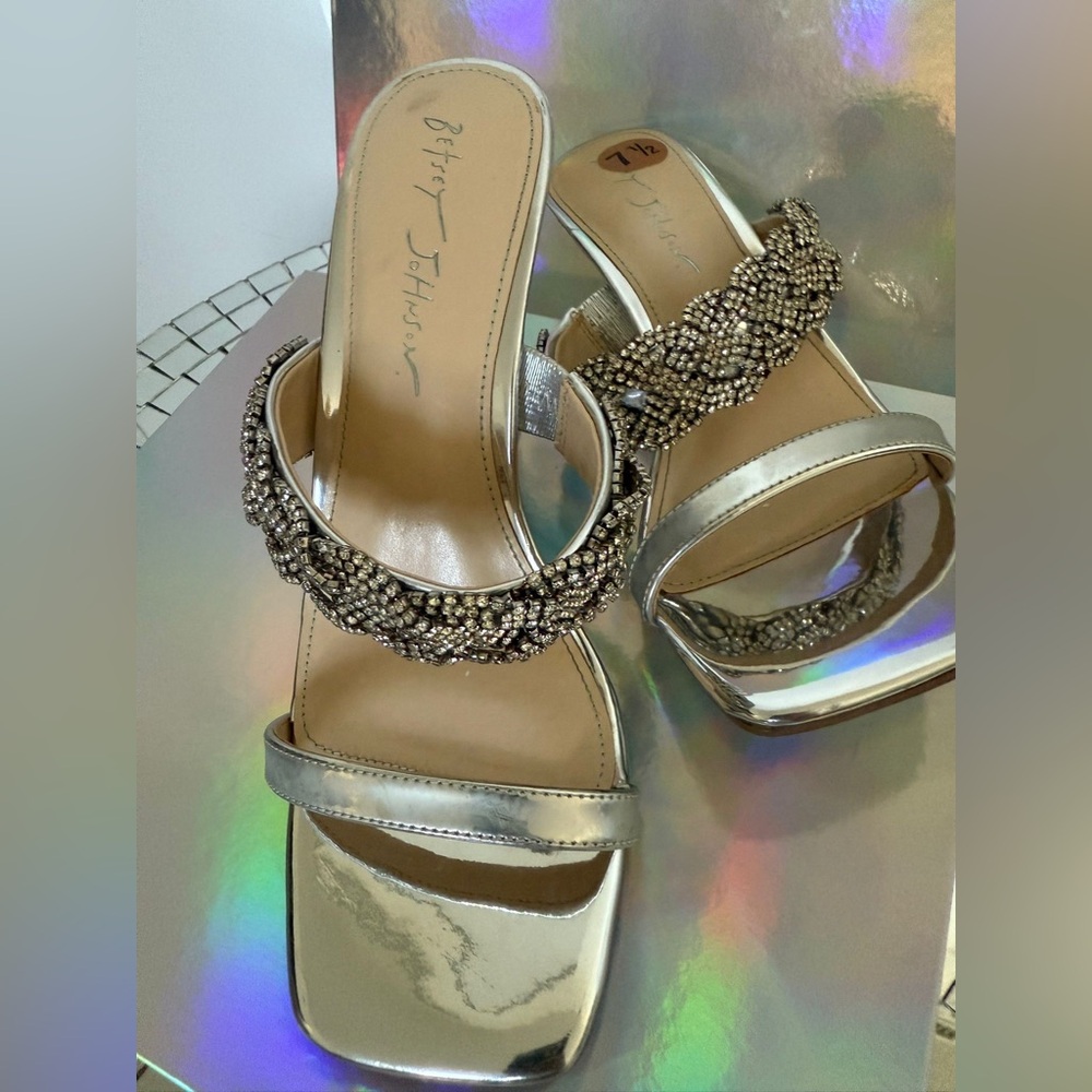 Betsey Jonson silver high heels / 7.5